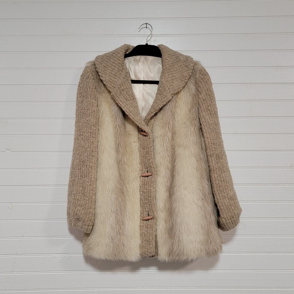 Dubrowsky and Perlbinder Wool & Faux Mink Fur Coat VTG 70s Union Made Mob Wife
